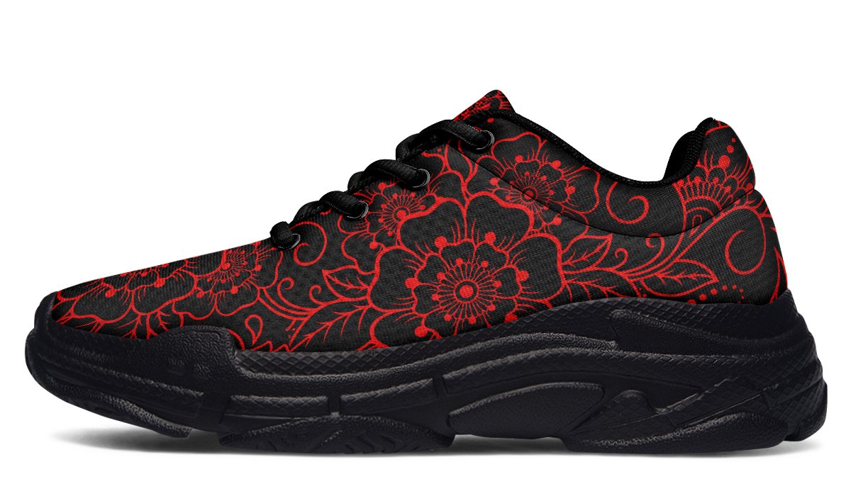 Chunkysneakers-RedMehndiFlowerPattern-YWV-56751-Chunkysneakers-Blk-STR1-YWV.jpg